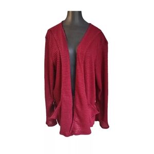 Star Vixen Women's Sweater Cardigan Sz 3X Red Open Front Floppy Pockets